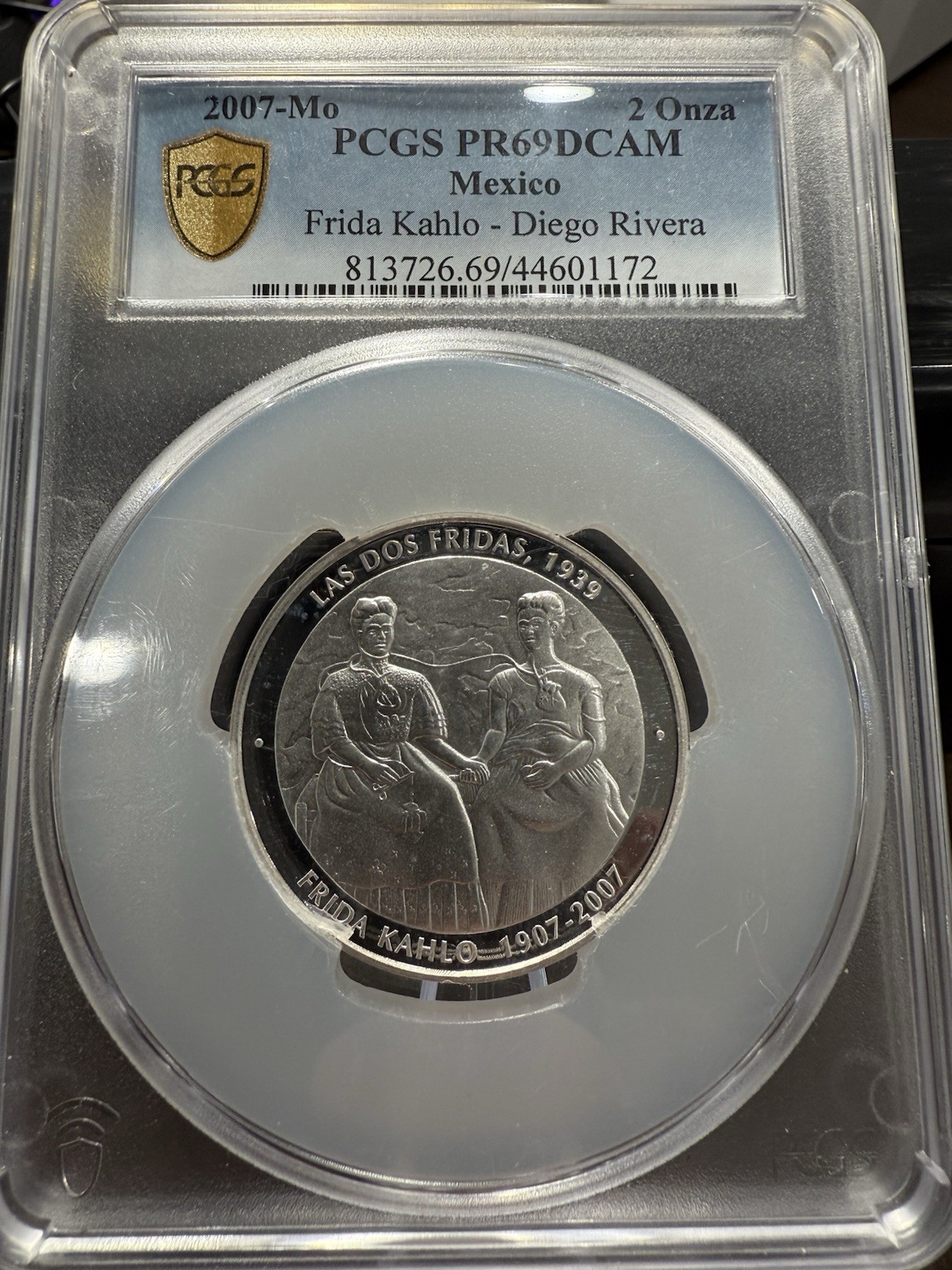 2007 Mexico 2 Oz Proof Frida Kahlo Silver Medal PR69DCAM