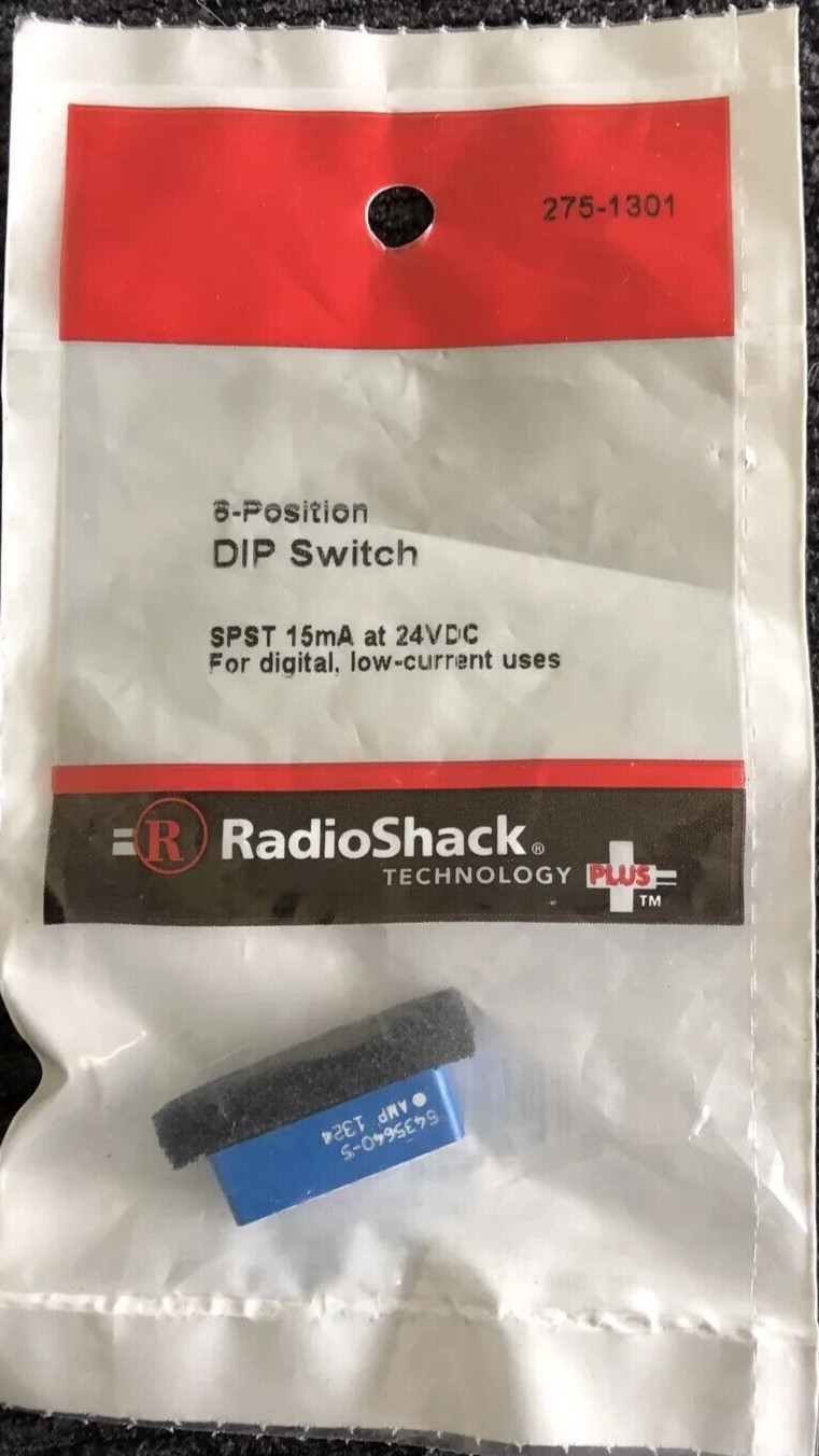 RadioShack 275-1301 8-Position DIP Switch ~ SPST Rocker ~ 15mA at 24VDC