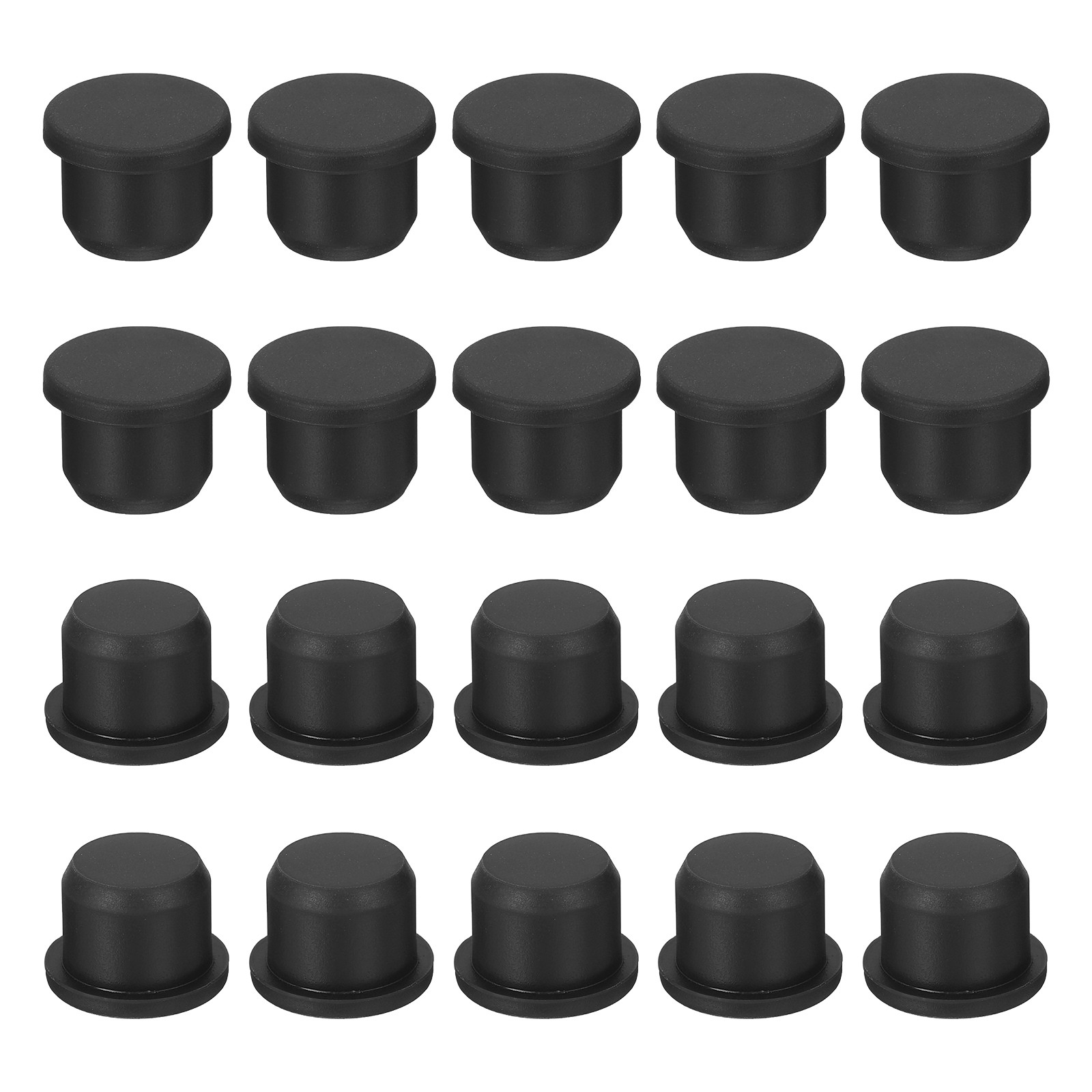 20-Pack Black Rubber Stopper Plugs, 13.5mm Plug Holes for 13mm/0.51-0.51" Hole