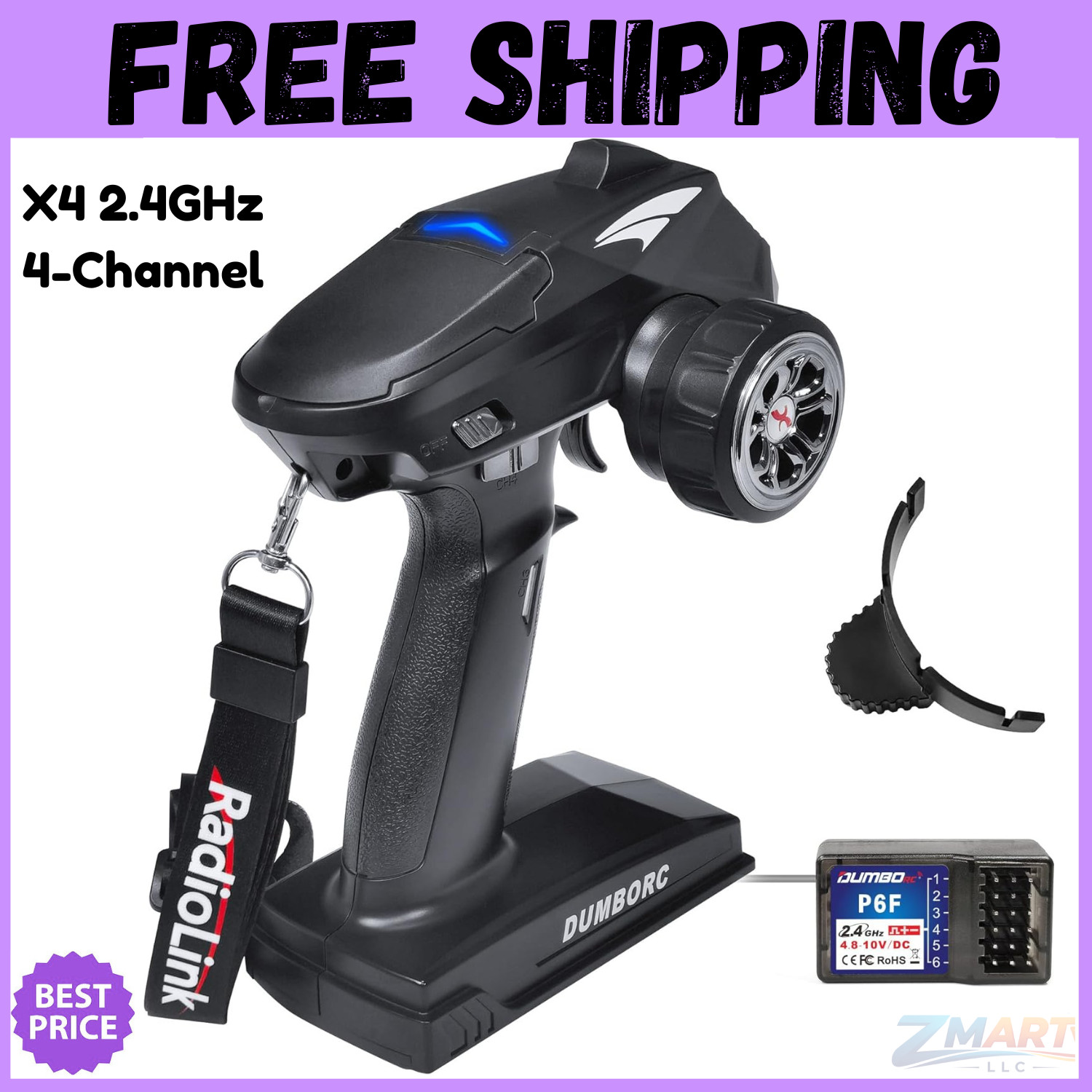 DUMBORC X4 2.4GHz 4 Channel RC Radio Transmitter and Receiver X6F with Fail Safe