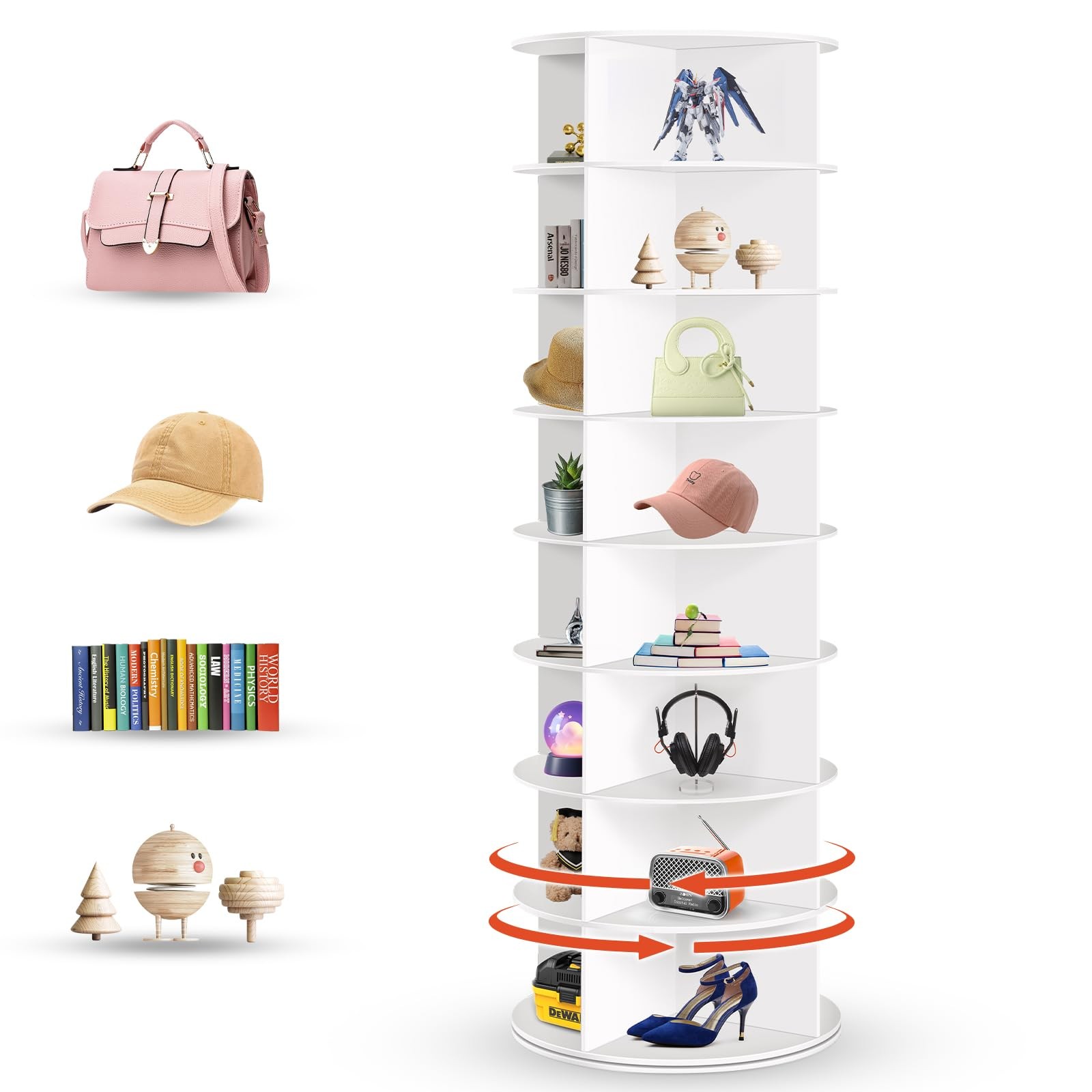 DailySee 8Tier 360° Rotating Shoe Rack Tower, SpaceSaving Spinning Organizer