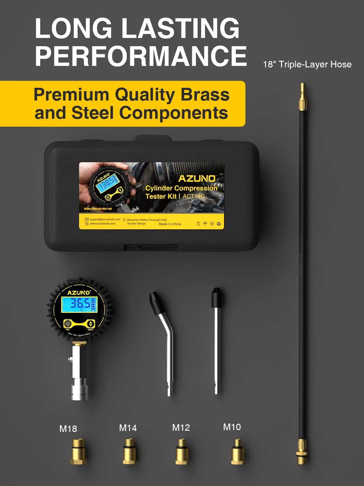 Compression Tester Automotive, Digital Compression Gauge 200 PSI for Petrol E...