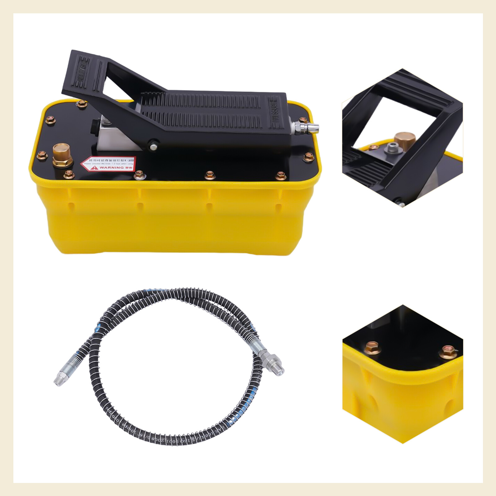 10000PSI 2.3L Air Hydraulic Foot Pedal Pump Auto Body Frame Machine + Air Hose??
