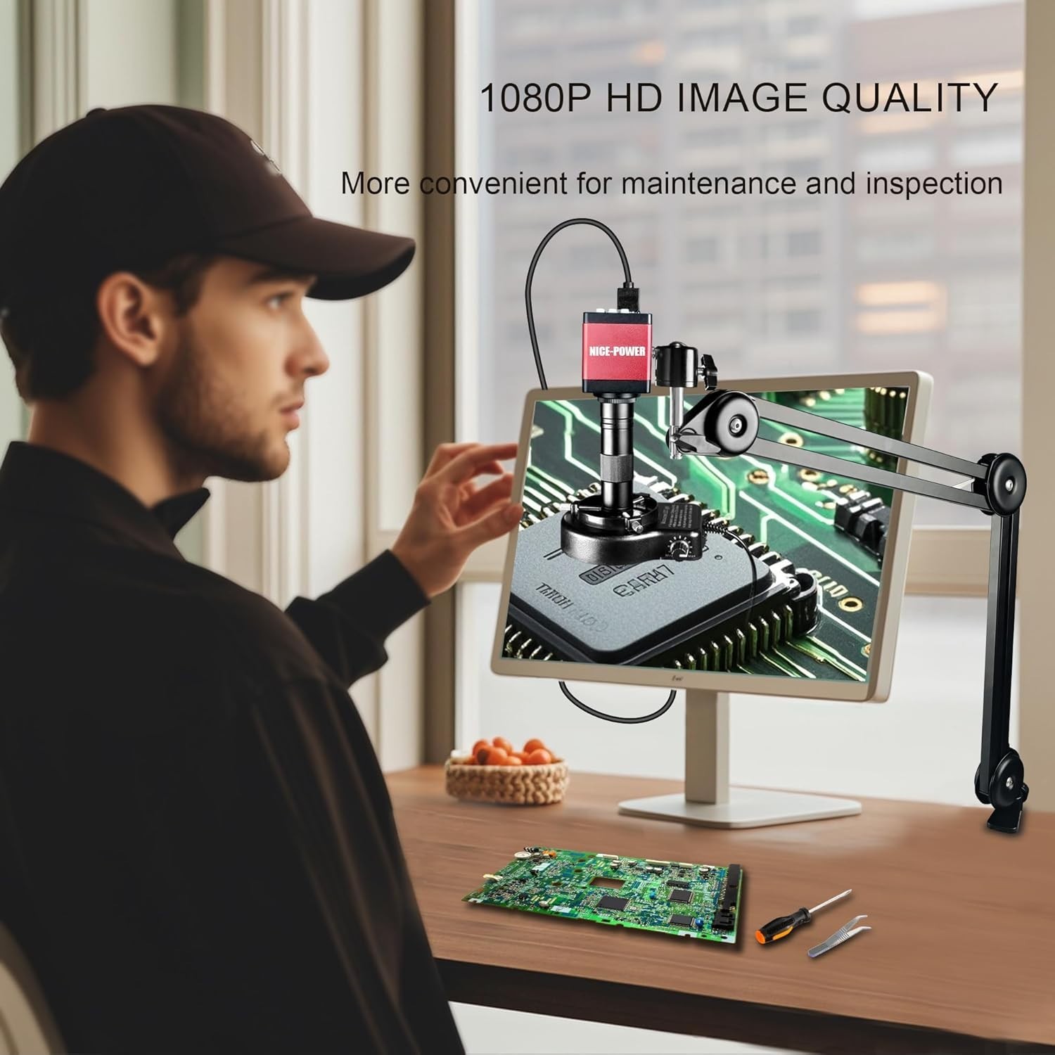 150X Zoom C-Mount Lens Industrial Microscope