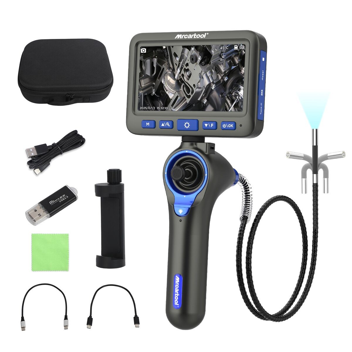 Industrial Endoscope Camera 360° Borescope Inspection Camera 6.25mm Articulating