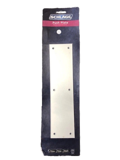 Schlage Aluminum 3 in x 12 in Push Plate in Satin Aluminum Finish