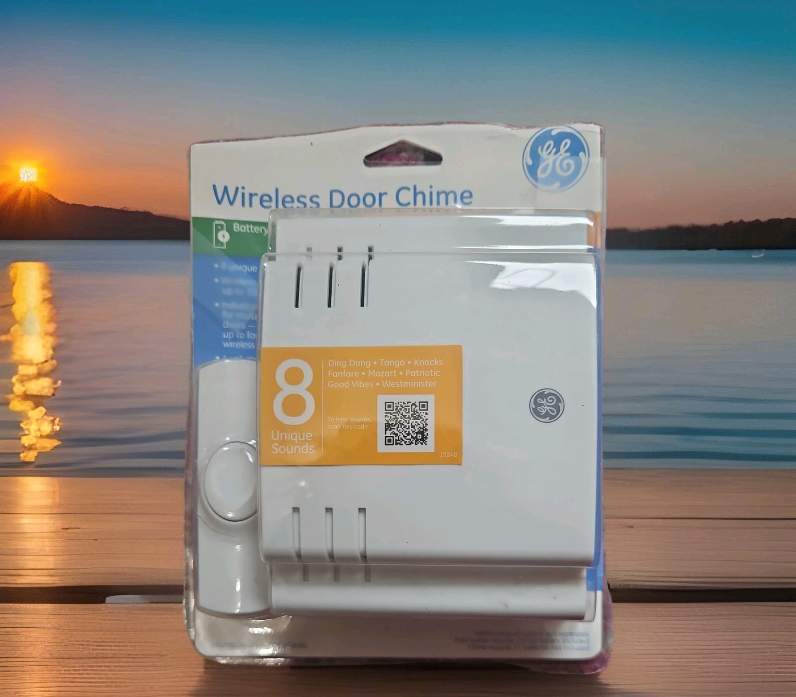 GE Battery Operated Doorbell Kit 8-Chime Wireless Door Chime, White