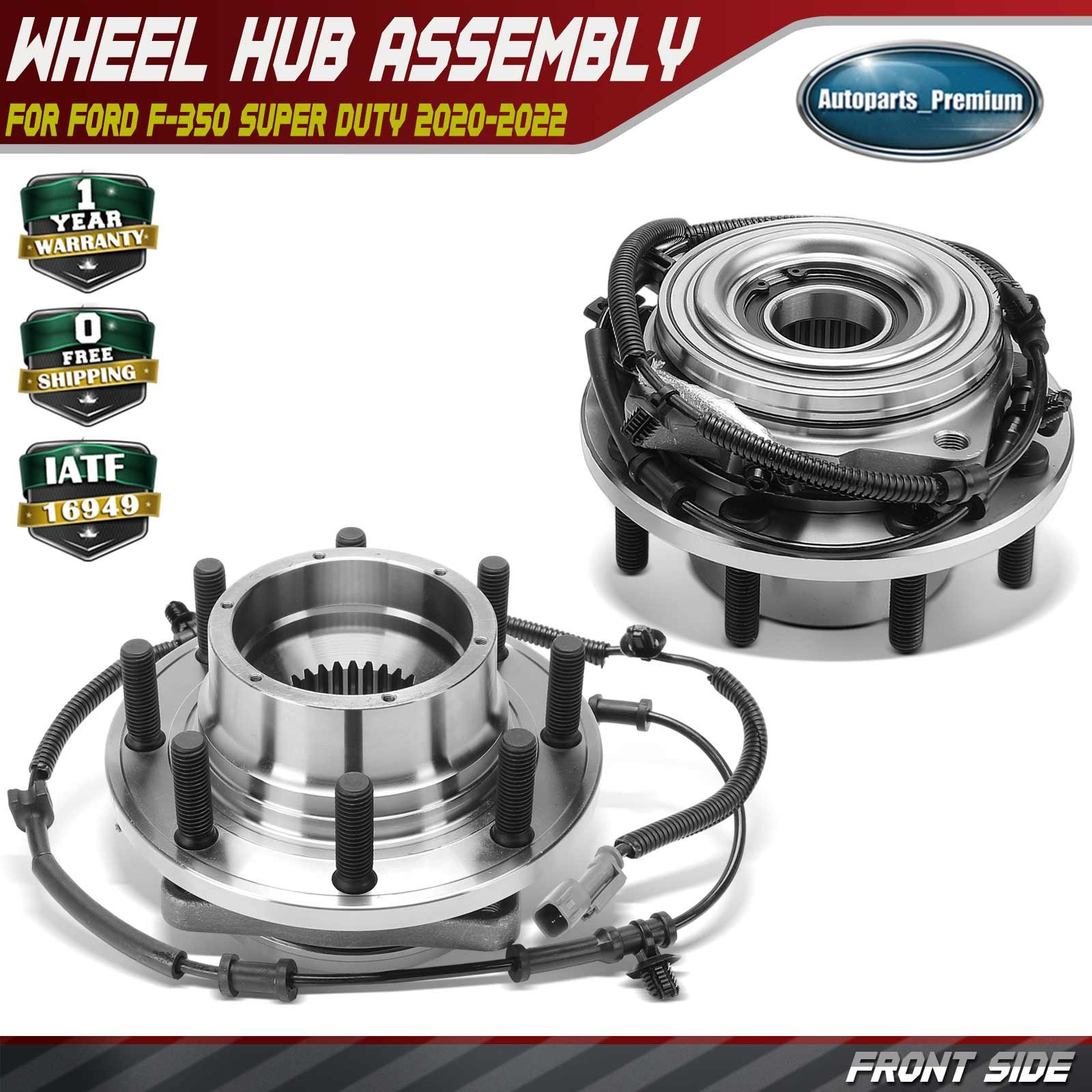 2x Front Wheel Hub and Bearing Assembly w/ ABS for Ford F-350 Super Duty 20-22