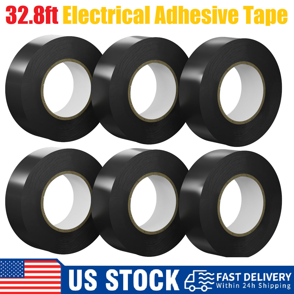 1~6Rolls High-Temp Resistant Black Rubber Electrical Tape for Home DIY, Repairs