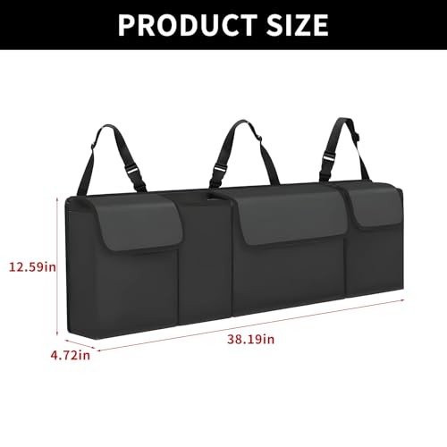 Car Trunk Organizer, Backseat Hanging Large Storage with Adjustable Black