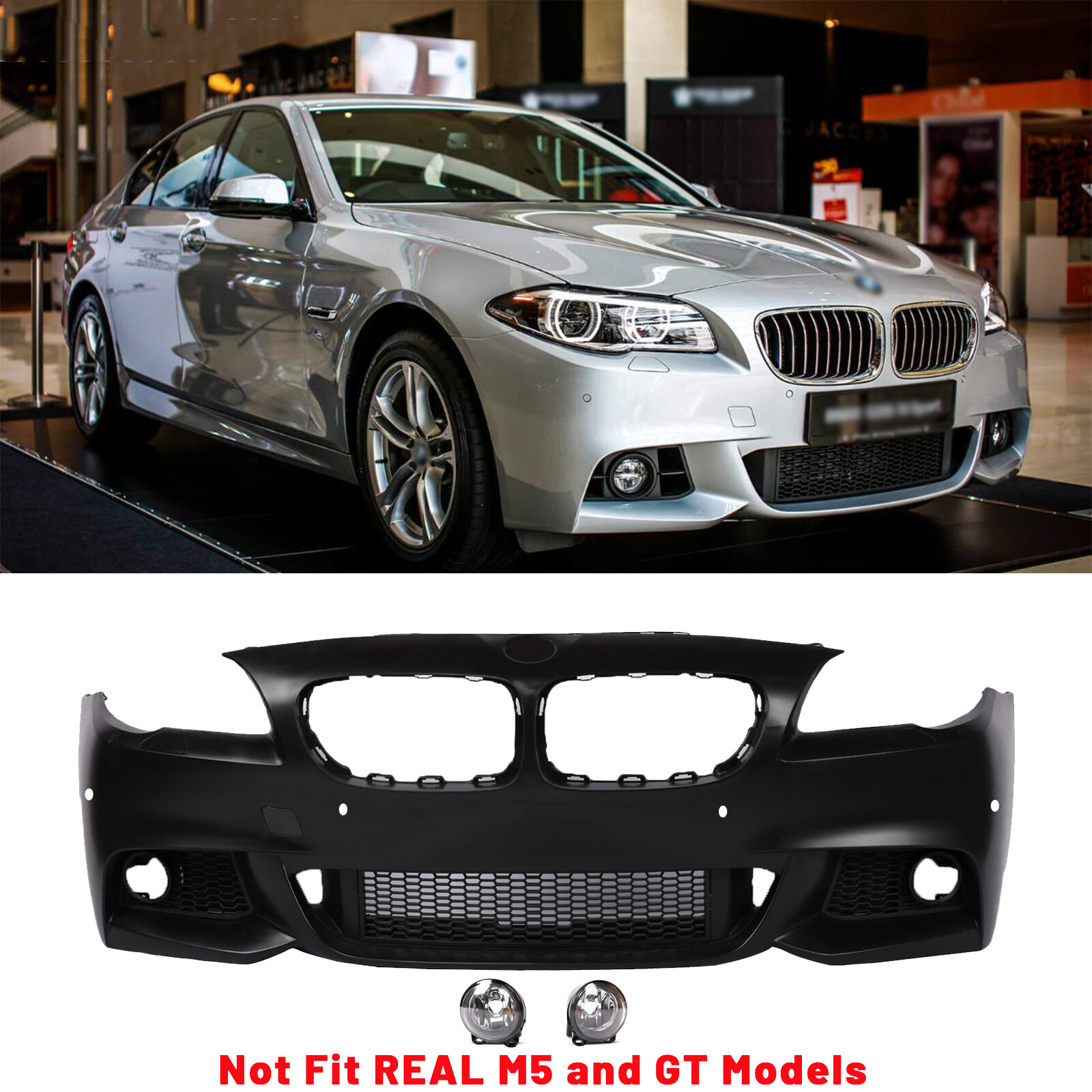FOR 11-17 BMW 5-SERIES F10 SEDAN/HATCHBACK M-TECH BUMPER W/PDC+FOG LIGHTS 535i