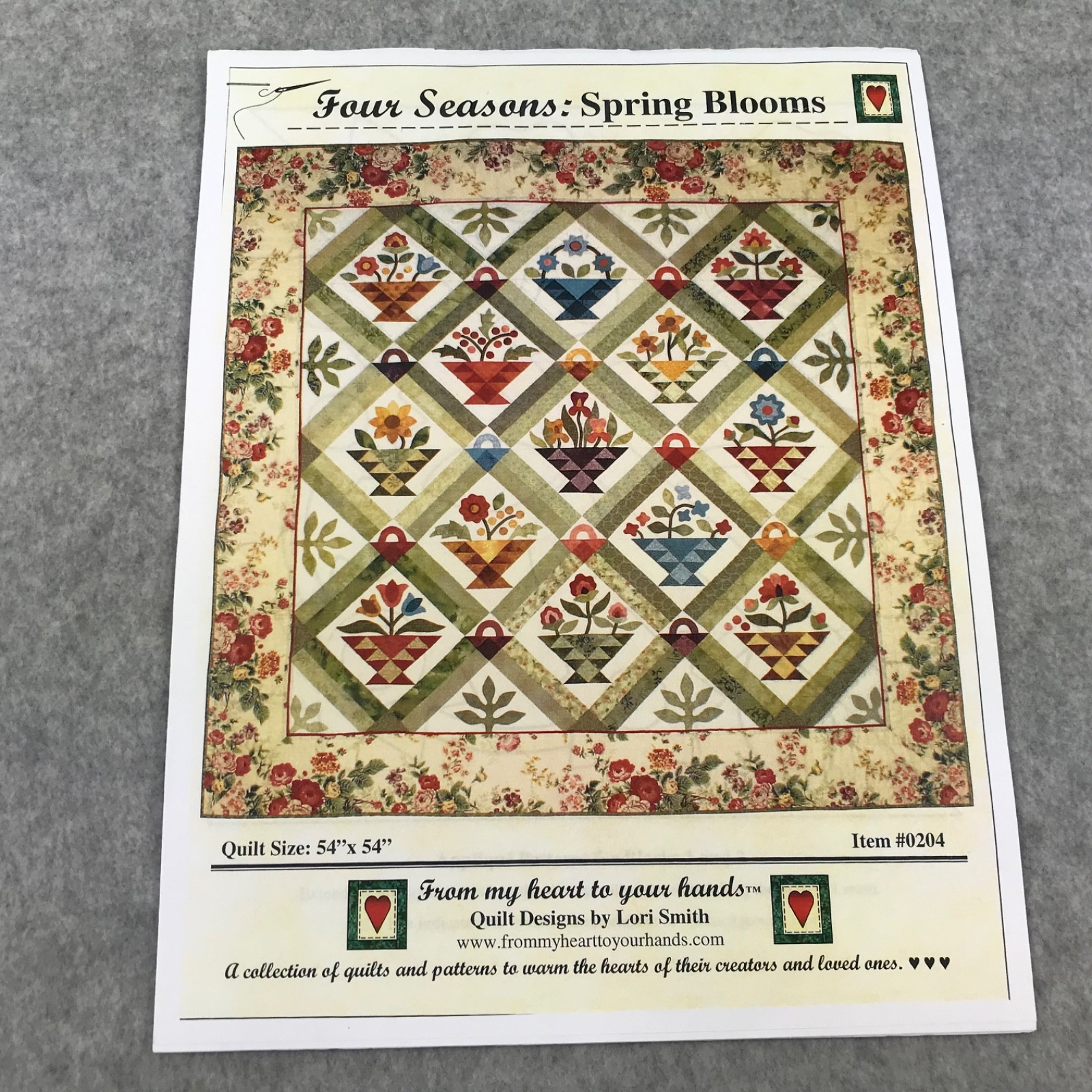 Lori Smith Four Seasons SPRING BLOOMS Quilt Pattern #0204  54" x 54"