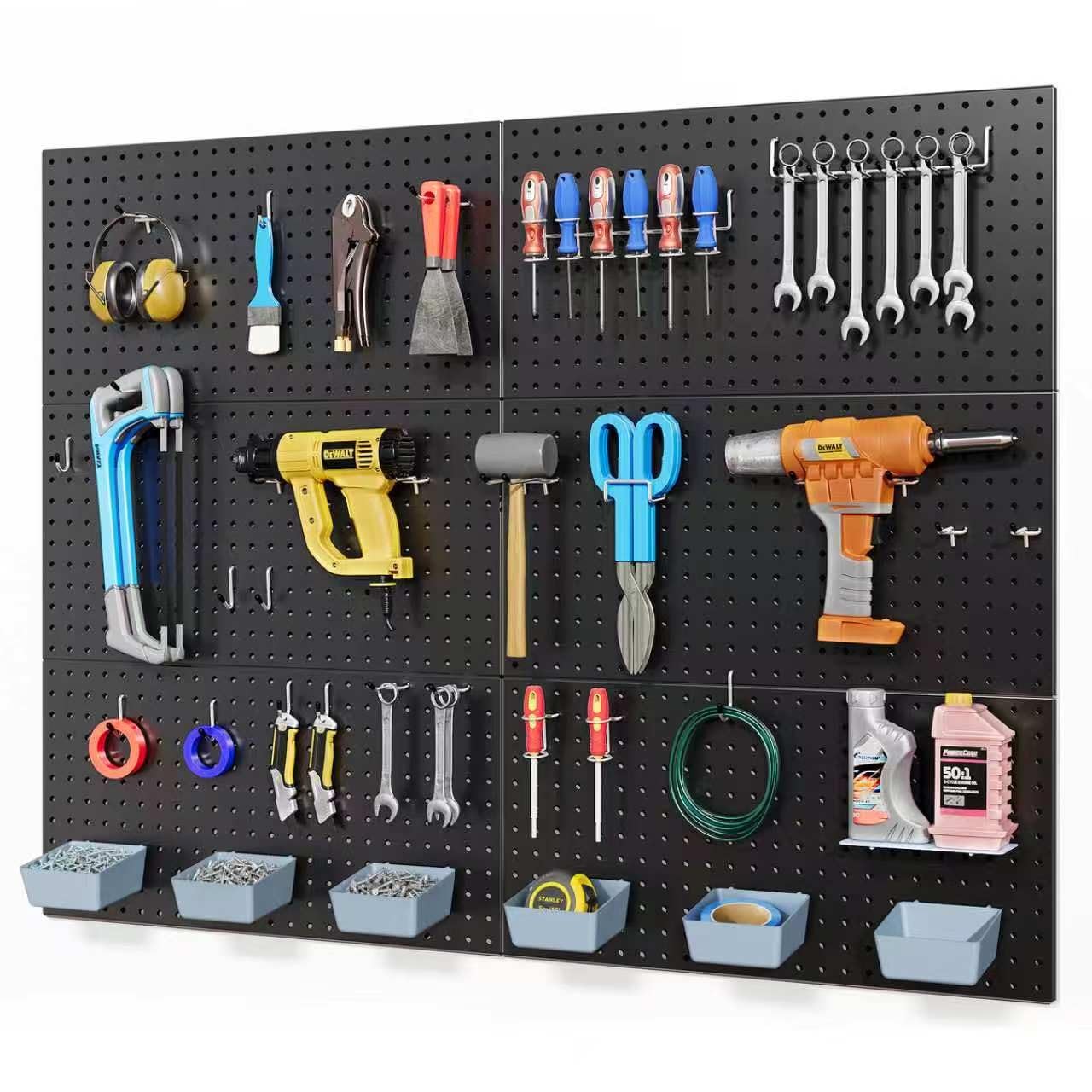 48x36 Metal Pegboard Wall Organizer Kit with 140Pcs 1/4" Pegboard Hooks