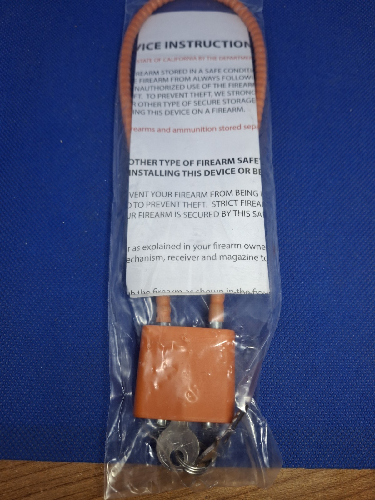 30mm Orange Cable Lock For Handguns, Rifles, Shotguns 2 Keys