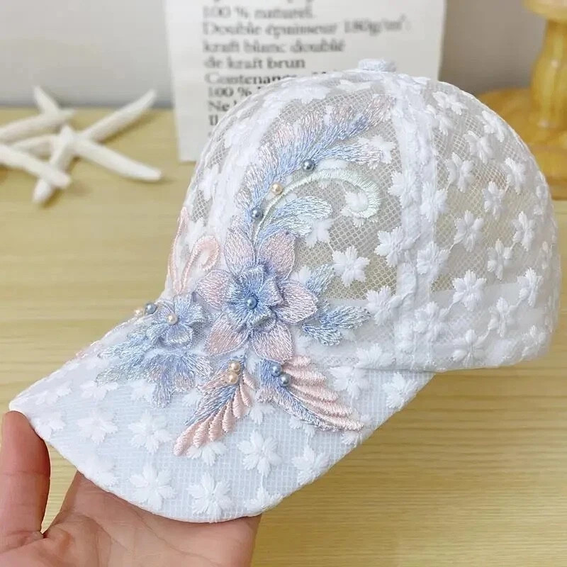 Embroidery Flowers Designer Baseball Cap Mesh Caps Women's Fashion Hat*