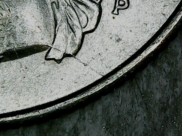 1997 P Washington Quarter, die break on obverse.