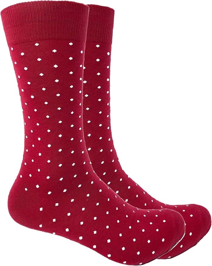 Urban-Peacock Men's Dress and Groomsmen Socks Maroon Red Polka Dot - 1 pair