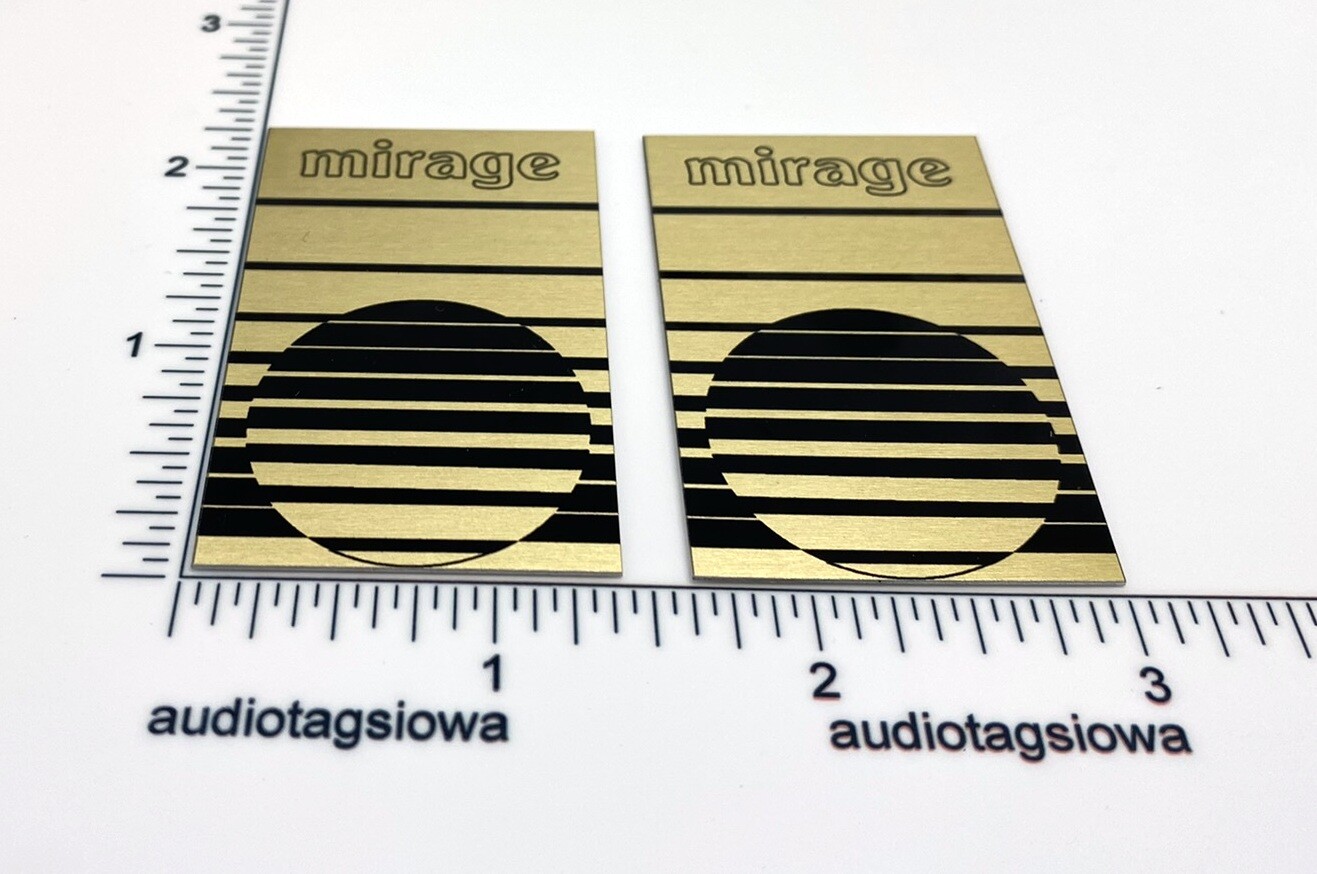 Mirage Speaker Grill Badges Pair Custom Made Aluminum