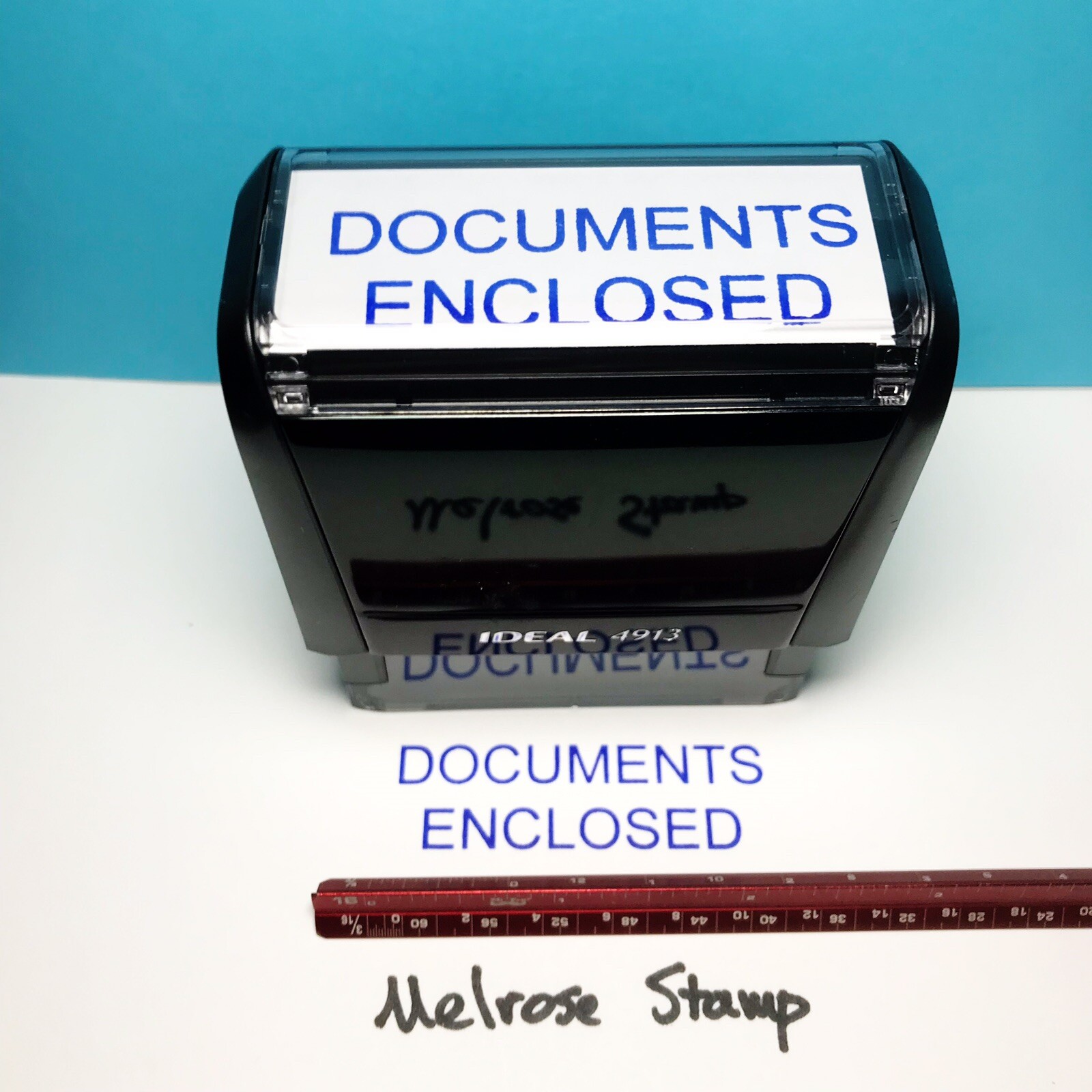 Documents Enclosed Rubber Stamp Self Inking Purple Ink Ideal 4913
