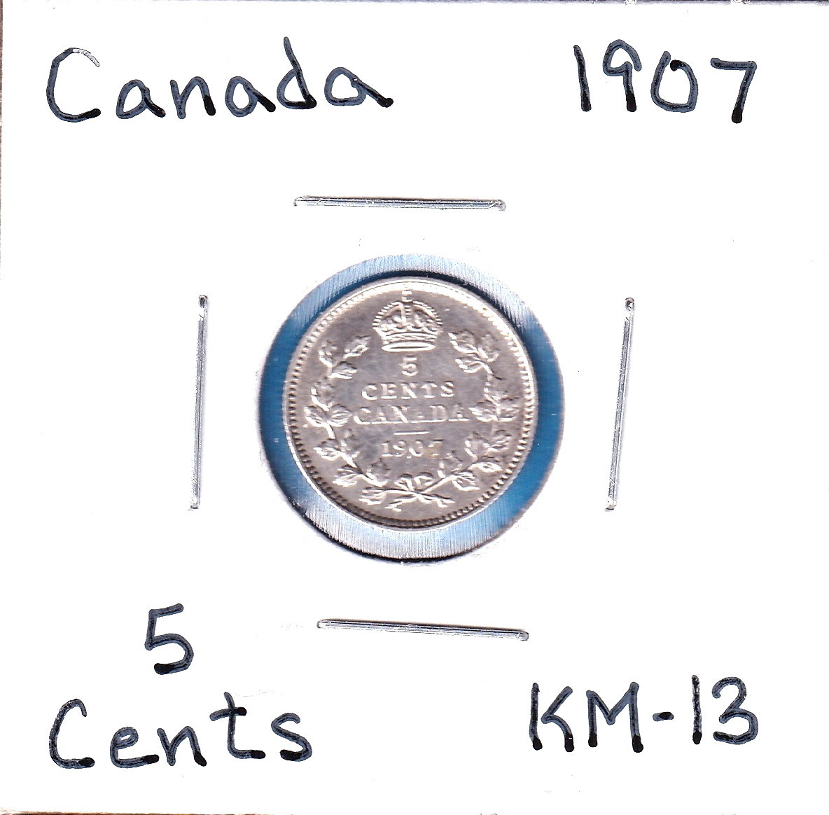 1907 Canada 5 Cents (KM-13) .0346 ASW Silver!!!  [Edward VII] London Mint