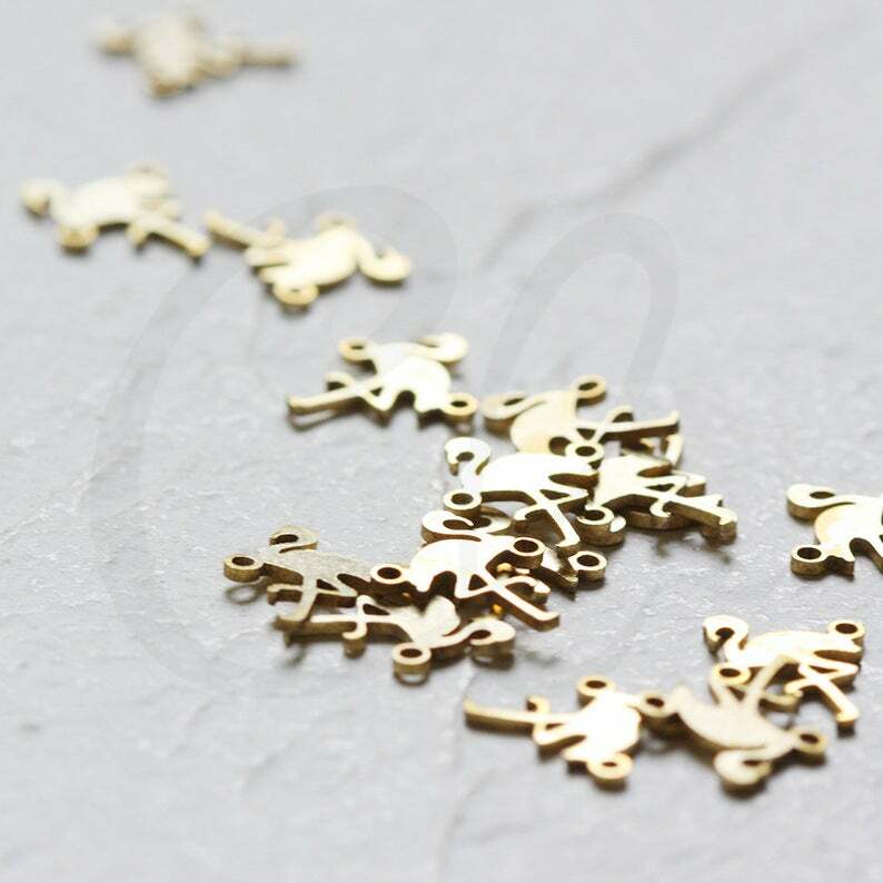 4 Pieces Laser Cut Solid Brass Bird Link - 12x10mm (CW-4344C)