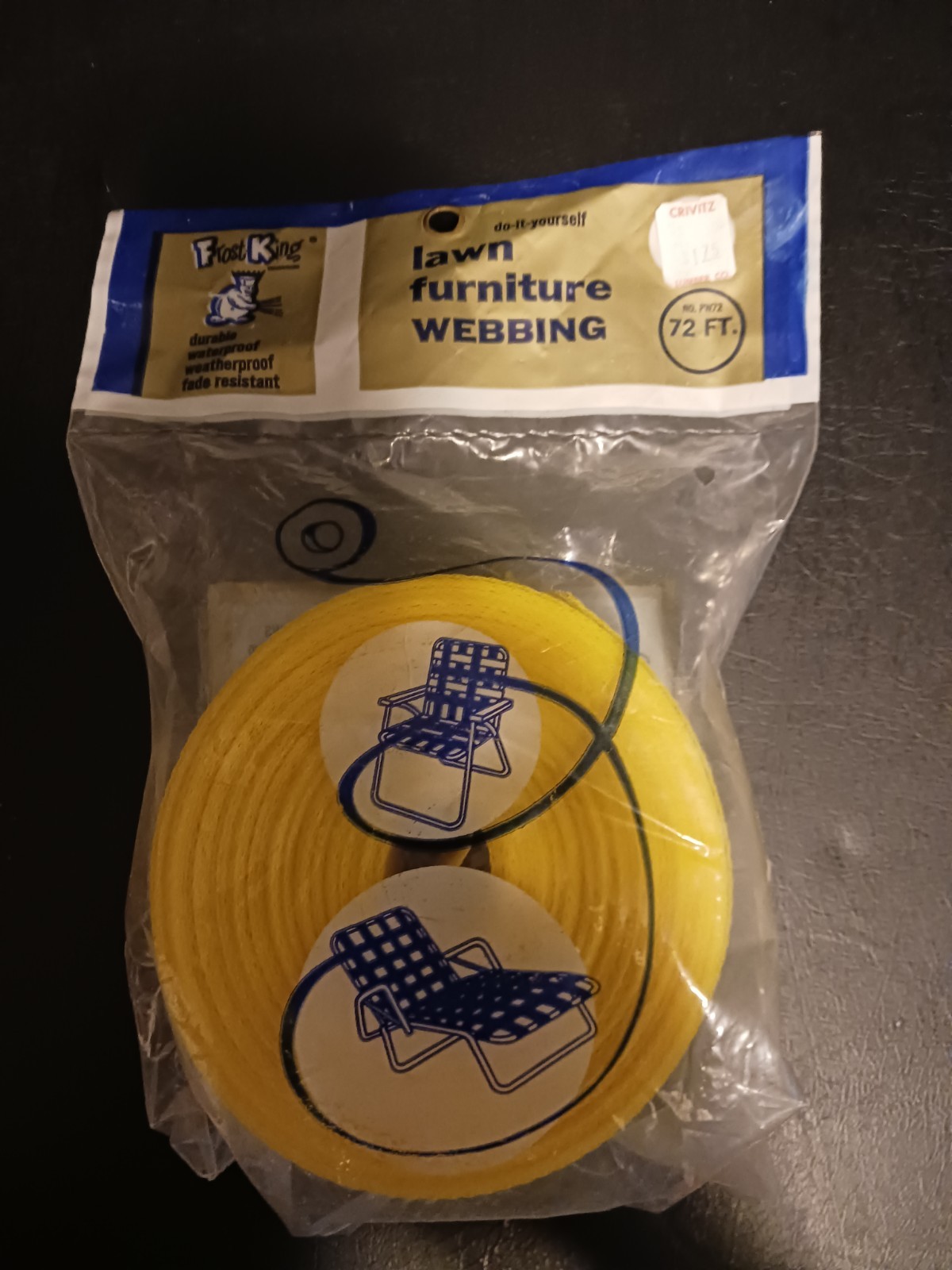 Frost King VTG Lawn Furniture Re-Webbing Yellow 72 FT Long 2 1/4" Wide New