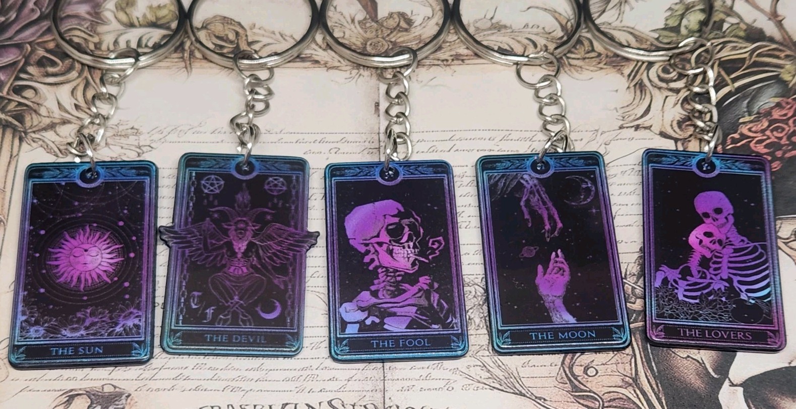 Tarot Card Keychain Witchcraft Goth Halloween Keychain