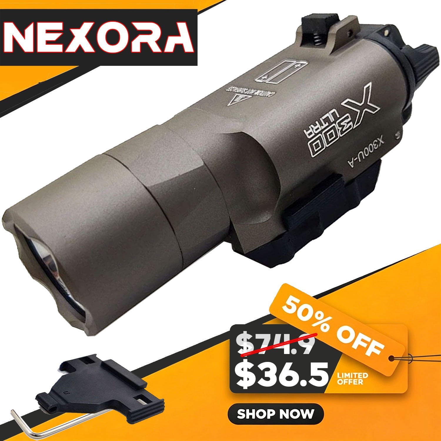 X300U LED Flashlight Metal X300 Ultra Pistol Weapon Light - Constant /Momentary