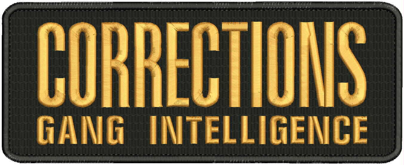 CORRECTIONS Gang Intelligence embroidery patches 4x11 hook on back gold letters