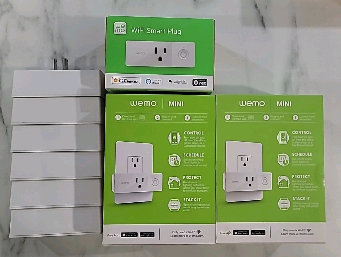 Lot Of 9 WeMo WiFi Enabled Mini Smart Plug - White (F7C063) (6) Used (3) New