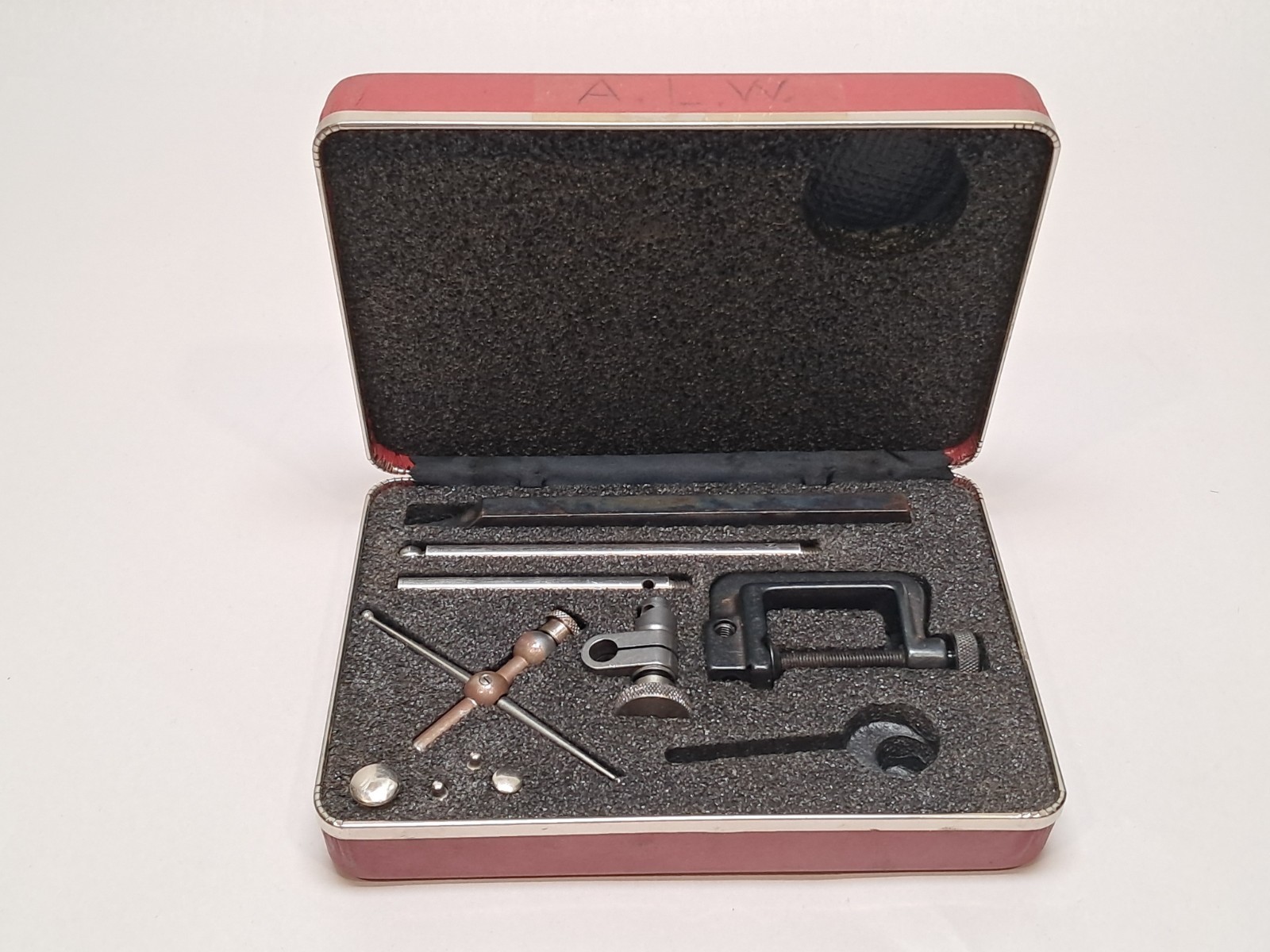 Accessories and Case for Starrett No. 196 Plunger Back Dial Indicator