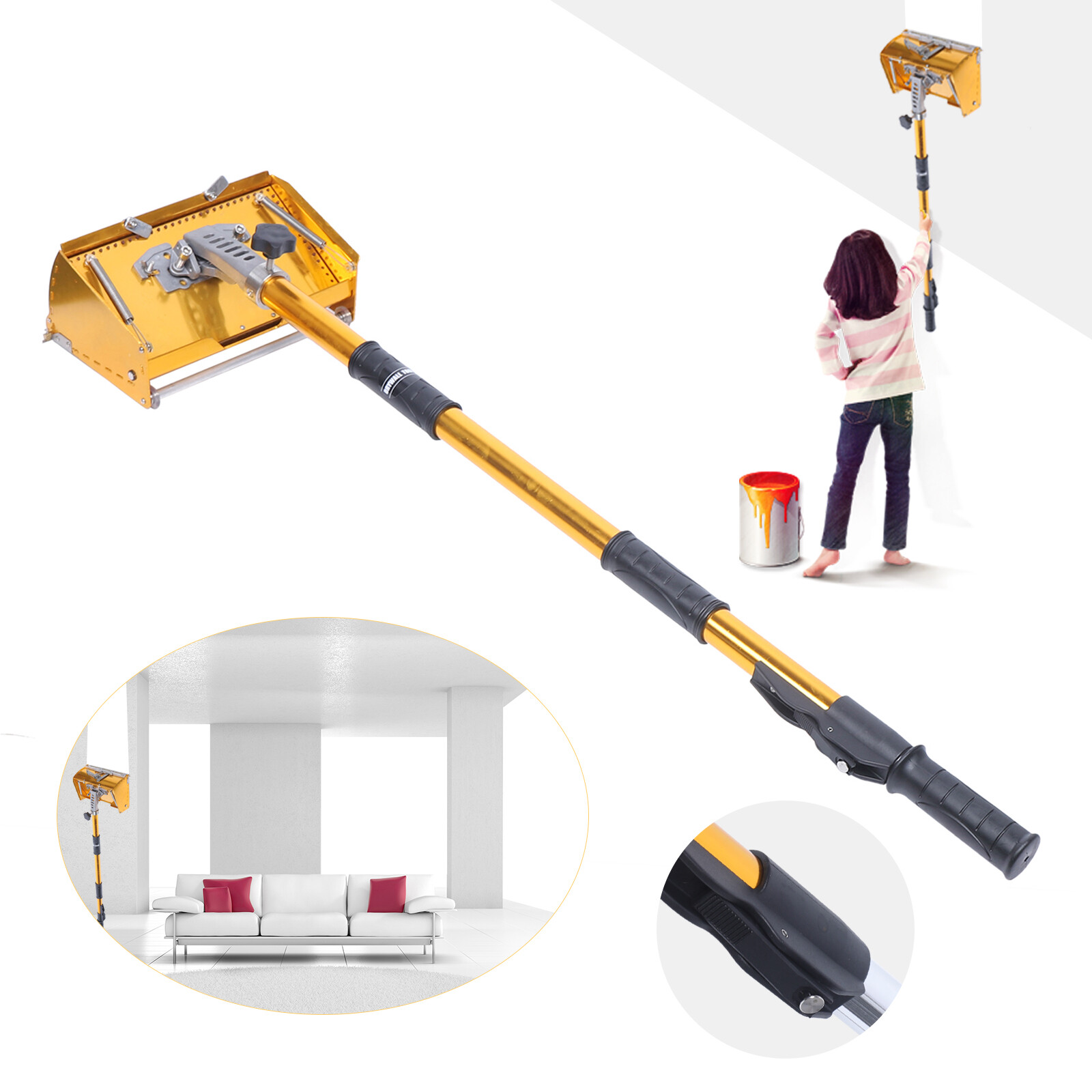 10" Professional Drywall Flat Finishing Box Tool w/ 40-64 Inch Adjustable Handle