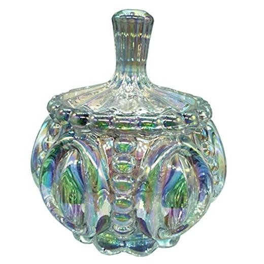 Embossed Clear Glass Apothecary Jar with Lids, Crystal Jewelry Box Candy Jar