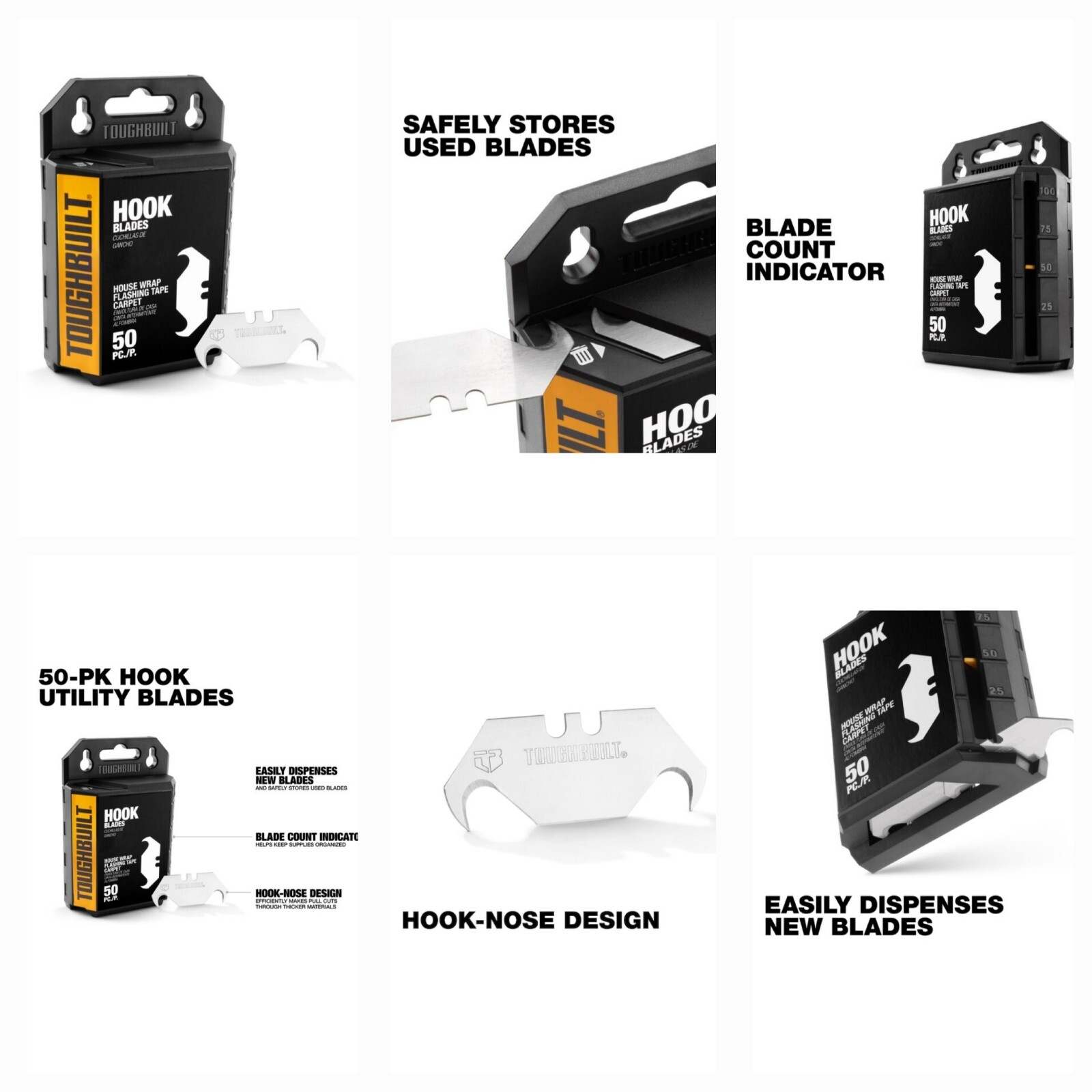 Toughbuilt Carpet 3/4-in Utility Knife & 100 Hook Blade Bundle