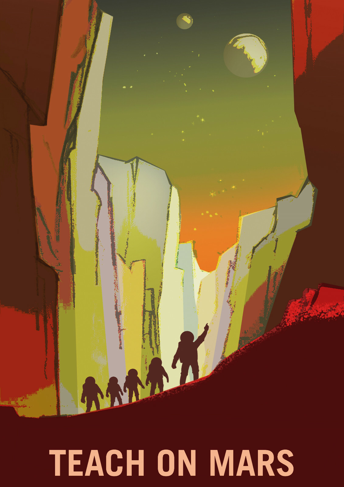 Space Poster - Mars Job Recruitment - Teach on Mars - NASA - A4 Wall Art