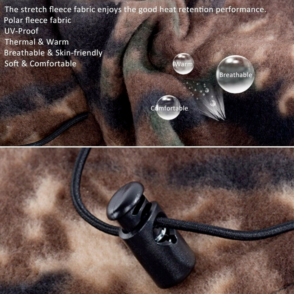 Balaclava Ski Full Face Mask Camo Fleece Neck Gaiter Hood Adjustable Hunting Hat