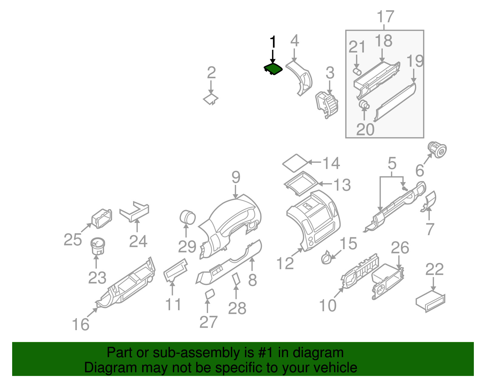 Genuine Nissan Speaker Cover 28176-9BH0D