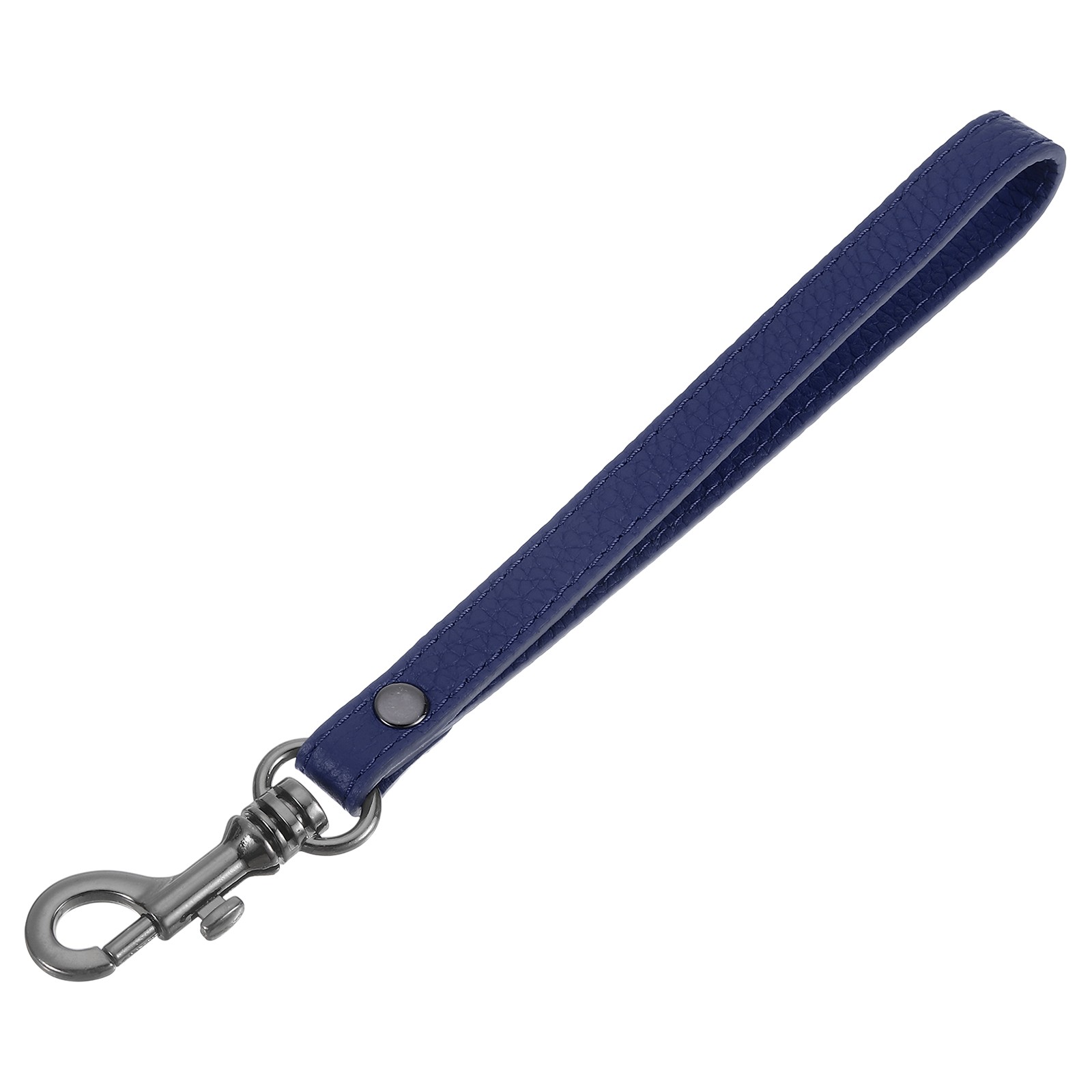 Leather Wristlet Strap for Purse, Keychain Bag (Dark Blue Leather, Black Clasp)
