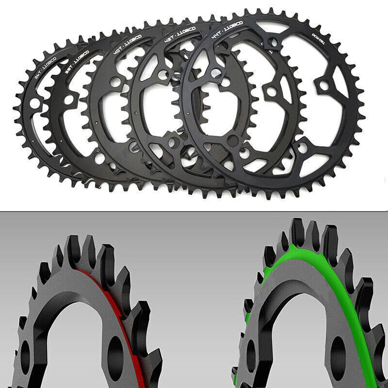 Deckas Chainring BCD 110mm 36-52T Teeth Bicycle Narrow Wide MTB Round Black