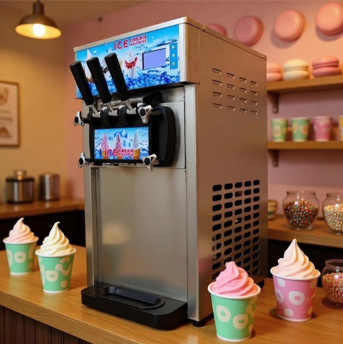 Countertop 3 Head Soft Serve Ice Cream Machine 16-18L/H Ice Cream Maker for Shop