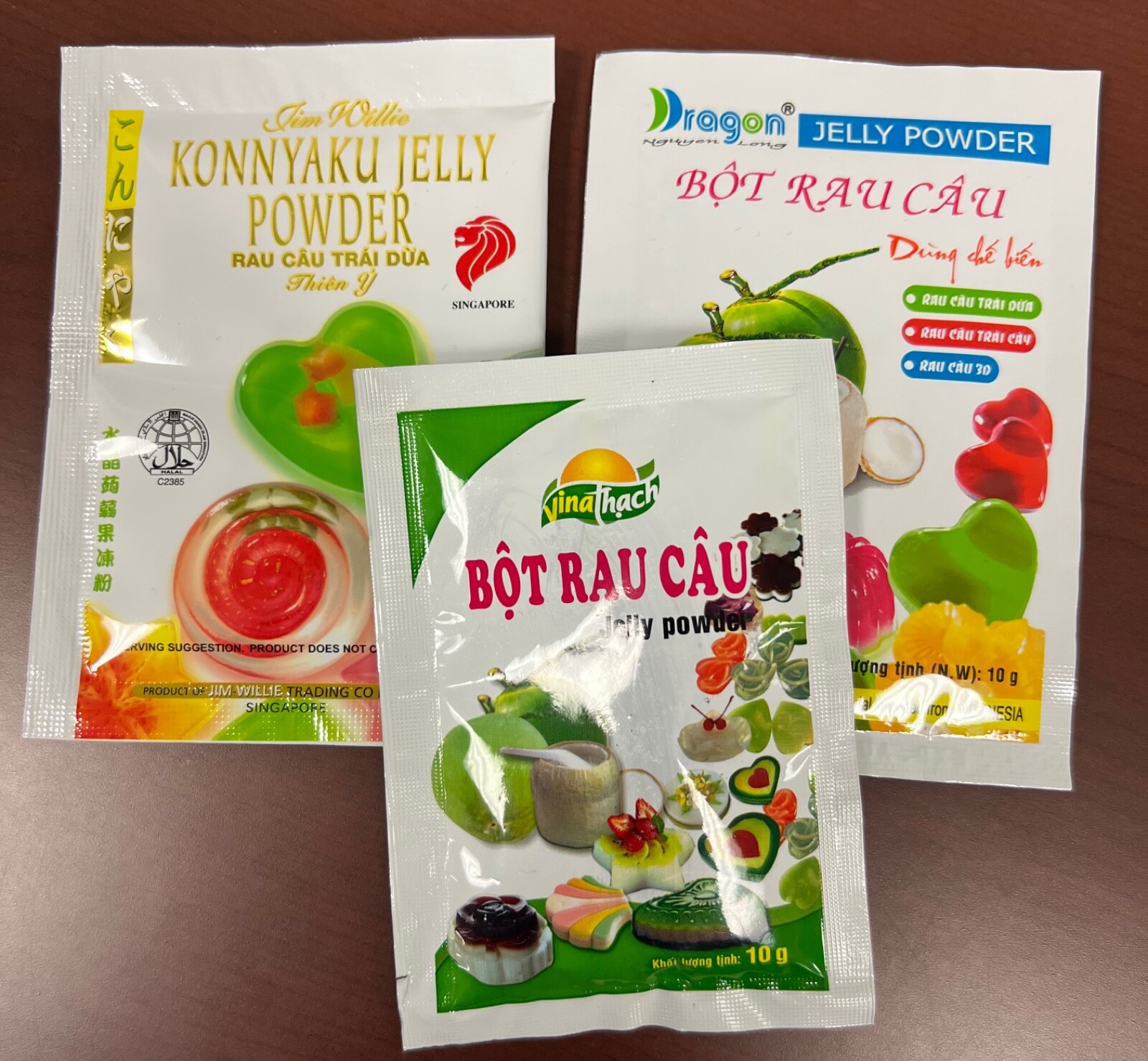 Agar Jelly Powder- Rau Cau Deo -Duong Nho - Trai Dua-  Dragon Nguyen Long