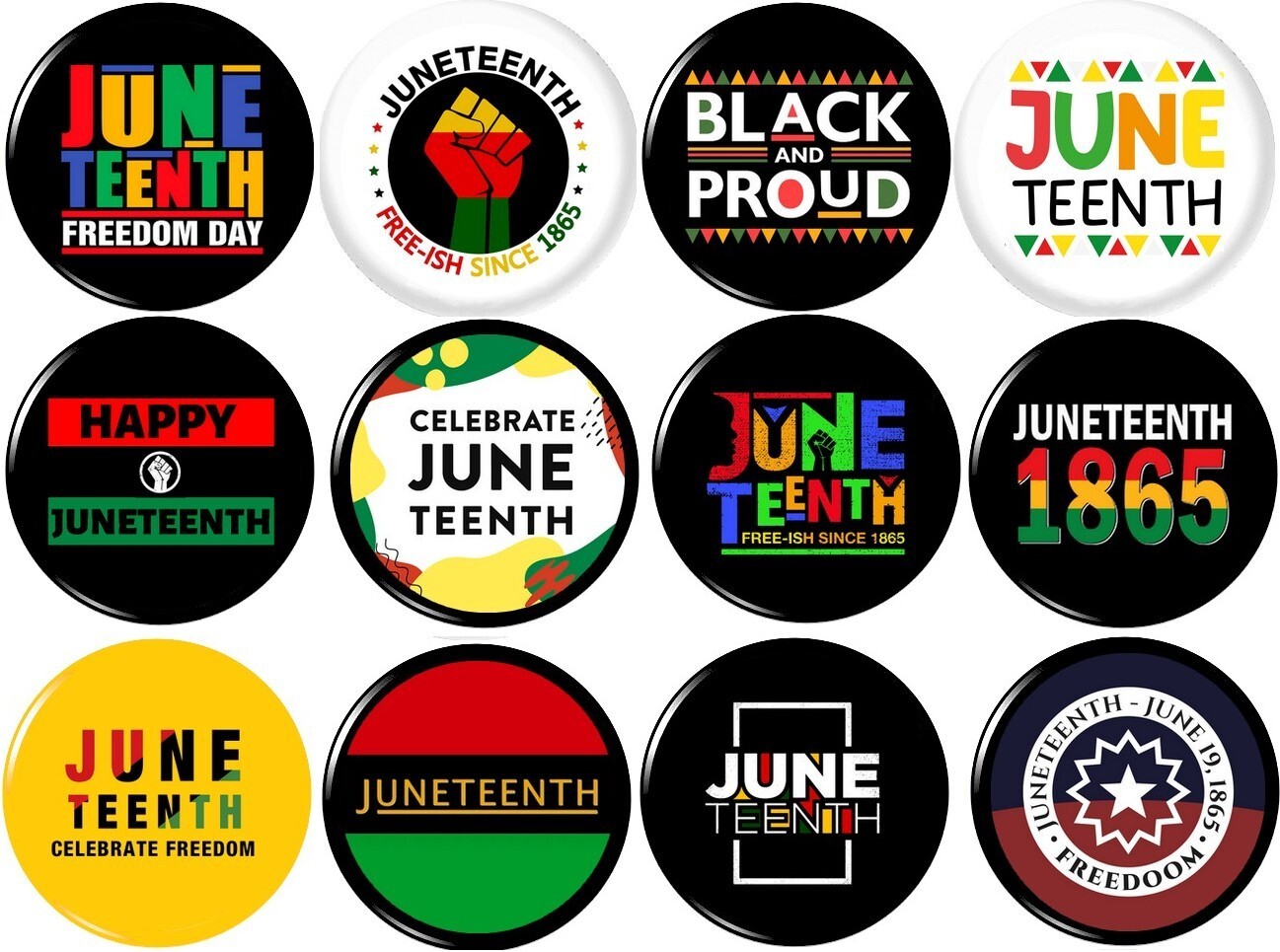 12 x JUNETEENTH #2 NEW 1 Inch Buttons Badges Pins BLACK LIVES MATTER Reparations