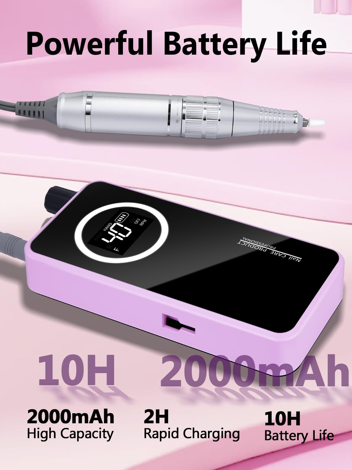 Nail Drill, Portable Electric Nail File 50000RPM, Rechargeable Nail Drill Pro...