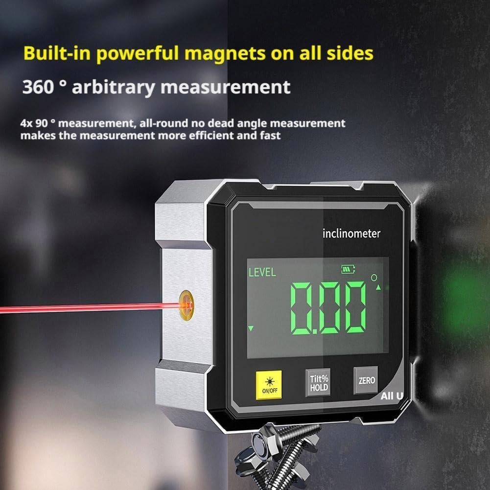 Digital Angle Finder with Electronic Laser,4-Side Magnetic Angle Gauge,Woodwork