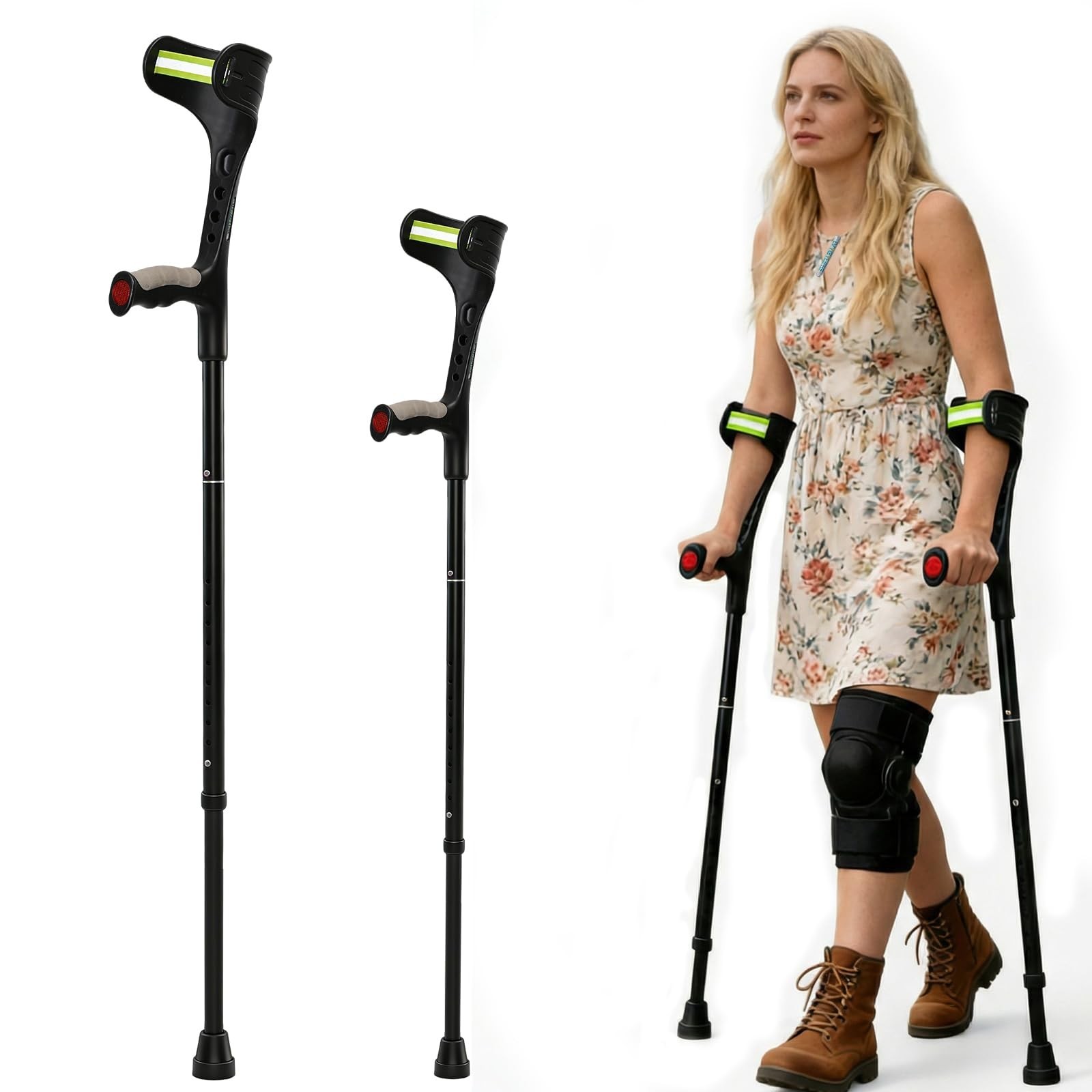 Forearm Crutches for Adults, Light Weight Folding Arm Crutch Forearm with Ant...