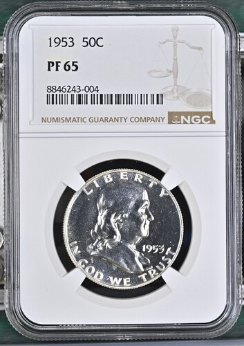 1953 PROOF FRANKLIN HALF DOLLAR 50C NGC PF 65