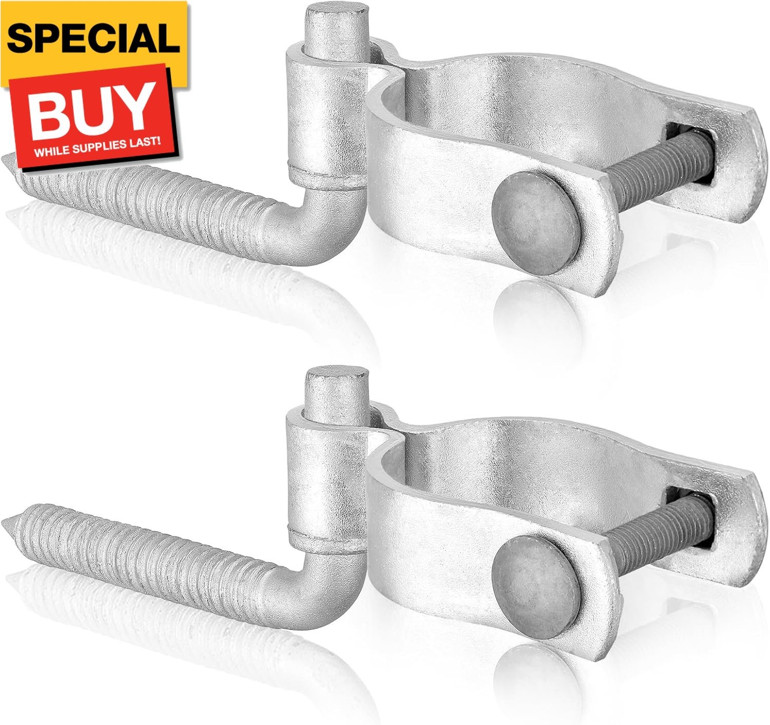 4 Pcs Farm Gate Hinge Set 5/8'' x 2'' Chain Link Fence Gate Post Hinge in Zinc P