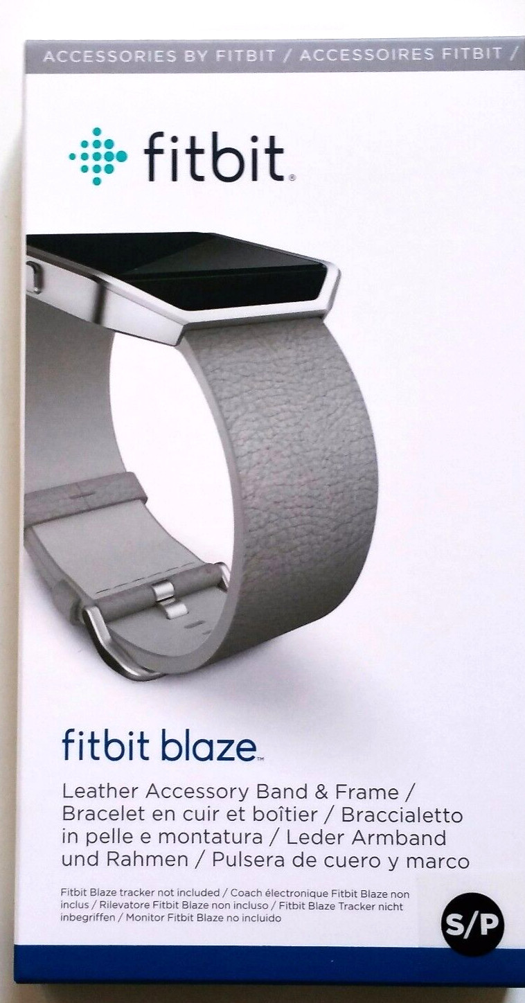 Fitbit Blaze replacement Genuine Leather WristBand & Frame Clasp Small Grey New