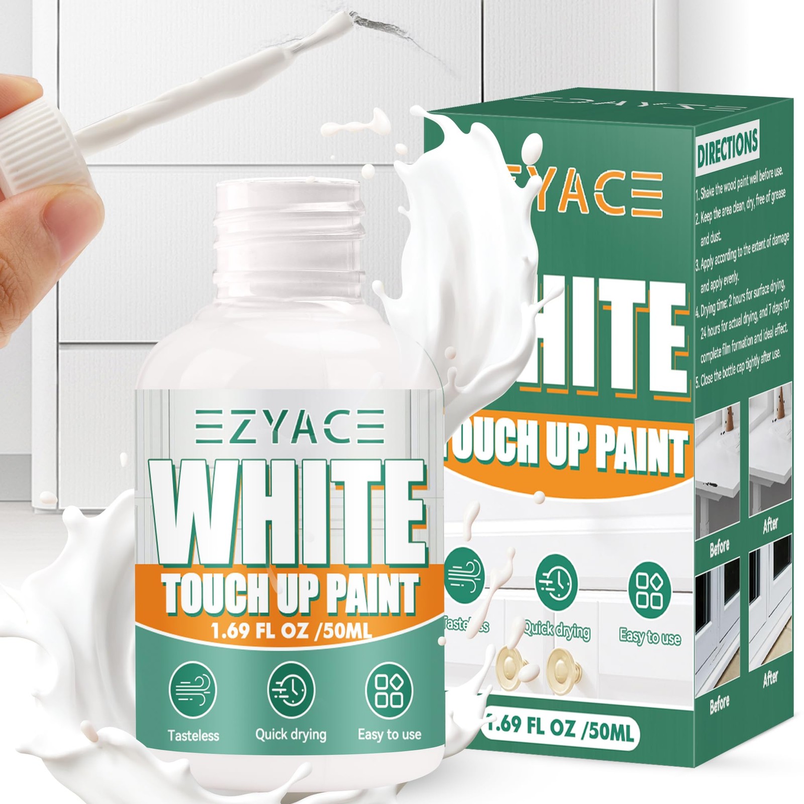 White Touch Up Paint Pen, White Paint for Wall, Door, Cabinets, Furniture, En...