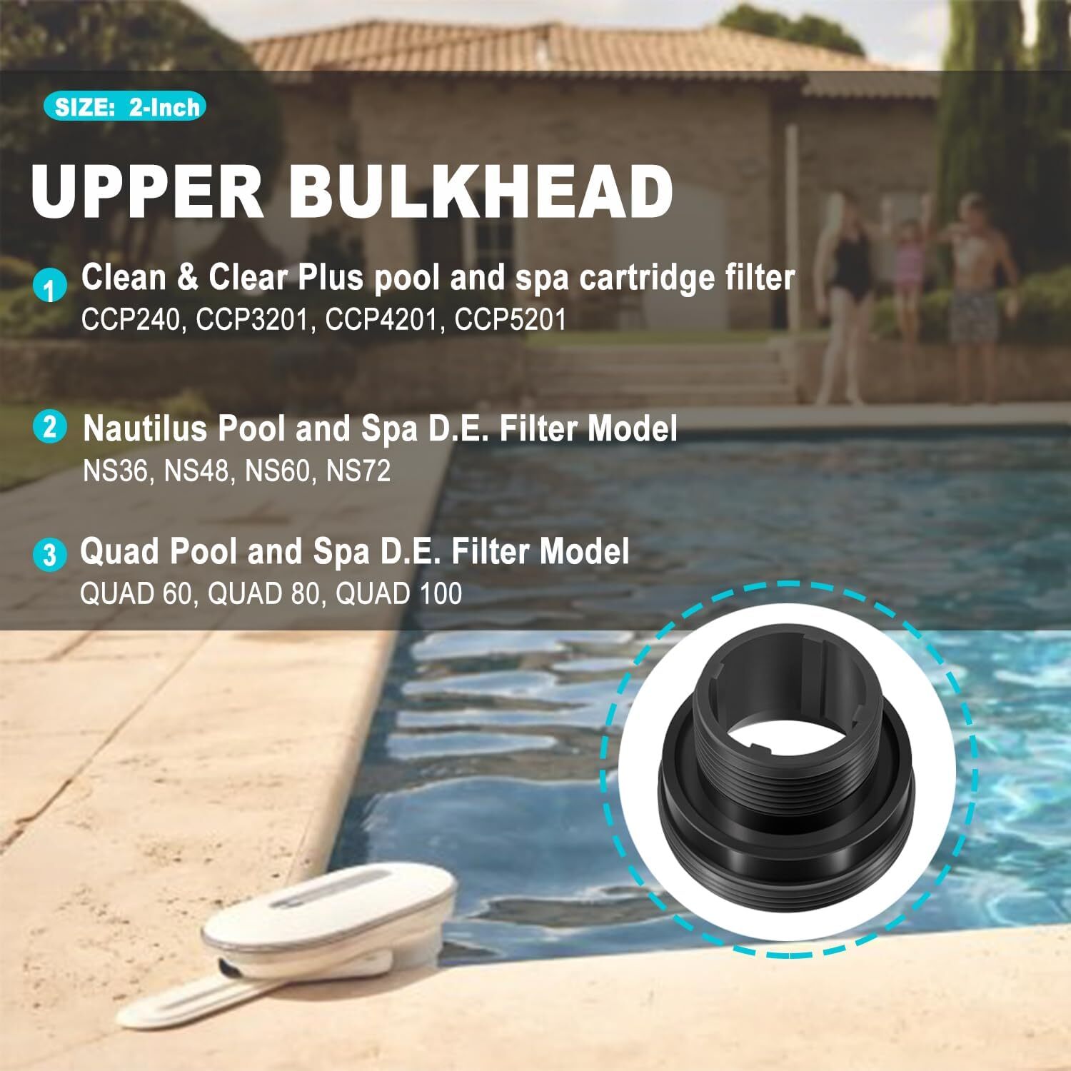 Replace Part for Pentair 194801 2-Inch Bulkhead Replacement Pool and Spa Filter